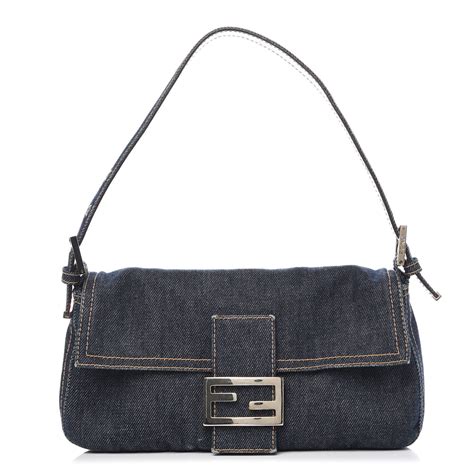 blue and white fendi bag|Fendi denim baguette sale.